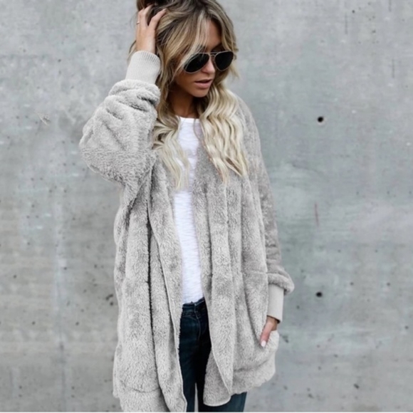 Teddy Coat - LAST ONE - Sherpa Fleece MILITARY HIPPIE - Picture 9 of 12